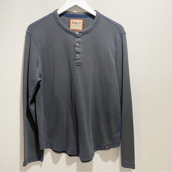 Hawke & Co Other - HAWKE & COMANY Men’s Gray Waffle Weave Thermal Henley Long Sleeve Size Large